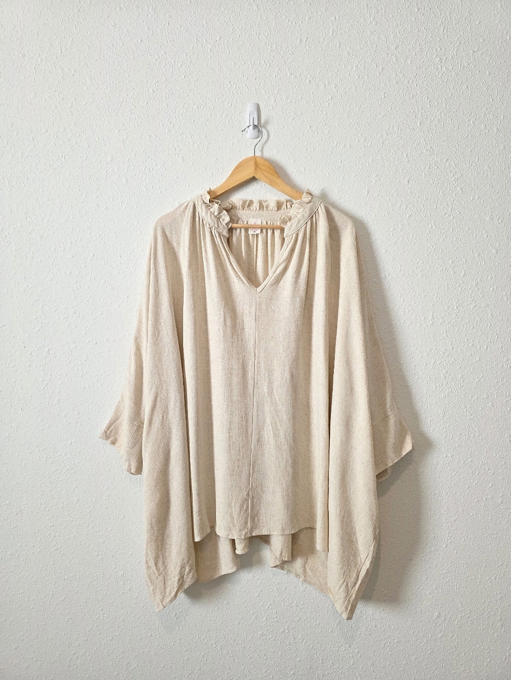 Like Love Oat Linen Blend Oversized Tunic Top 2X